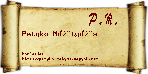 Petyko Mátyás névjegykártya